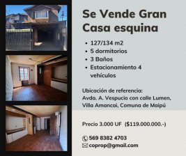 Casa en Venta en Estacion Metro Santiago Bueras Maipú, Santiago