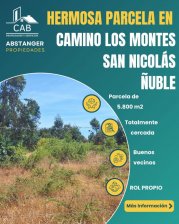 Parcela de 5.800 m2 en San Nicolás Camino Los Montes a 3km del centro