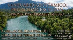 CAMPO A ORILLA AL RIO PETROHUE, GEOTÉRMICO,  EN VENTA SECTOR RALÚN, PUERTO VARAS.