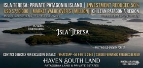 Isla Privada de 104 Has en venta en la Patagonia Chilena Inversión Estratégica en Región Aysen
